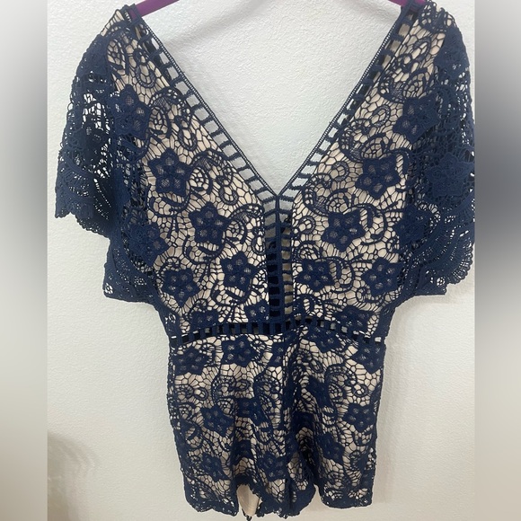 Blue Lace Romper - Picture 1 of 5